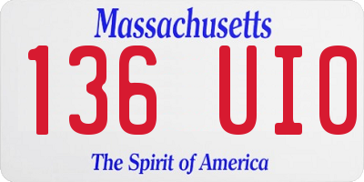 MA license plate 136UI0