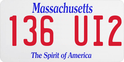 MA license plate 136UI2