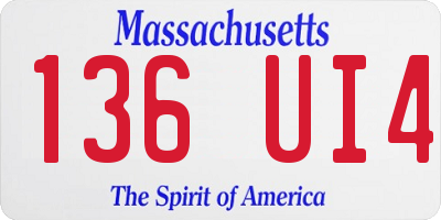 MA license plate 136UI4