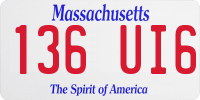MA license plate 136UI6