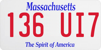 MA license plate 136UI7