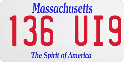 MA license plate 136UI9
