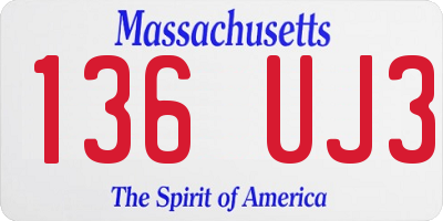 MA license plate 136UJ3