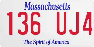 MA license plate 136UJ4