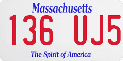 MA license plate 136UJ5