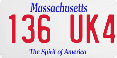 MA license plate 136UK4