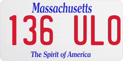 MA license plate 136UL0