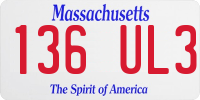 MA license plate 136UL3