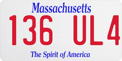 MA license plate 136UL4