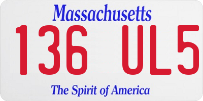 MA license plate 136UL5