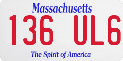 MA license plate 136UL6