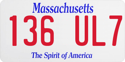 MA license plate 136UL7