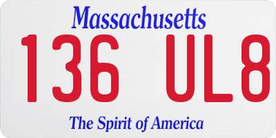 MA license plate 136UL8