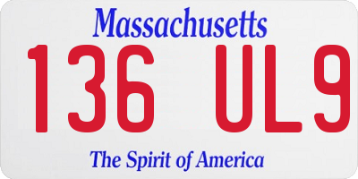 MA license plate 136UL9