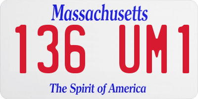 MA license plate 136UM1