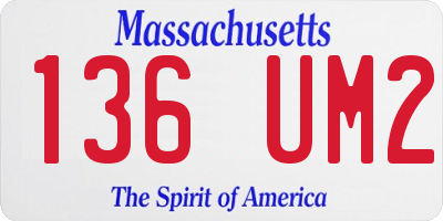 MA license plate 136UM2
