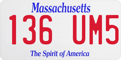 MA license plate 136UM5