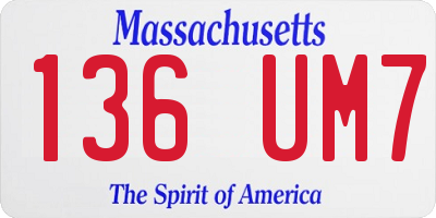 MA license plate 136UM7