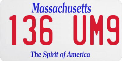 MA license plate 136UM9