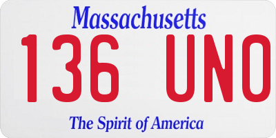 MA license plate 136UN0