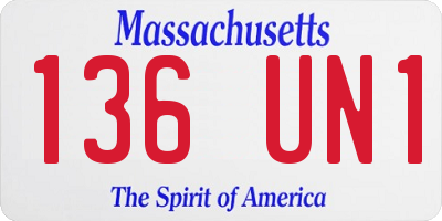 MA license plate 136UN1
