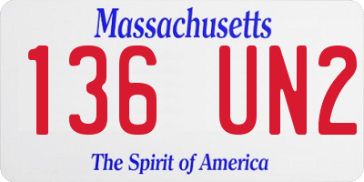 MA license plate 136UN2