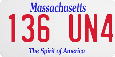 MA license plate 136UN4