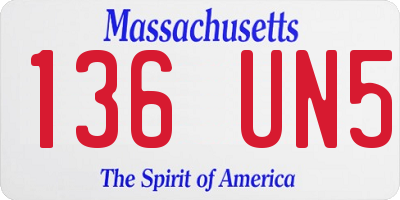 MA license plate 136UN5