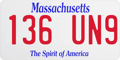 MA license plate 136UN9