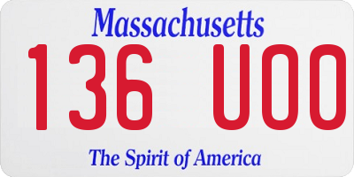 MA license plate 136UO0