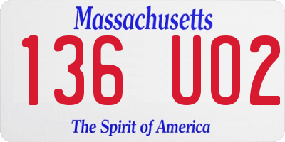 MA license plate 136UO2