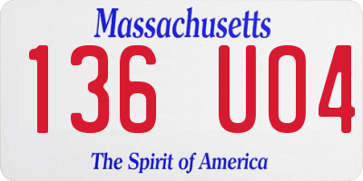 MA license plate 136UO4