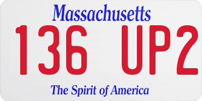 MA license plate 136UP2