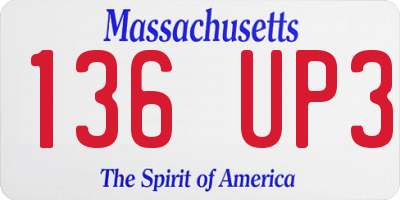 MA license plate 136UP3