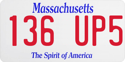 MA license plate 136UP5