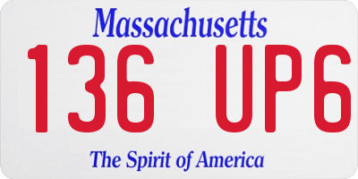 MA license plate 136UP6