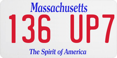 MA license plate 136UP7