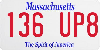 MA license plate 136UP8