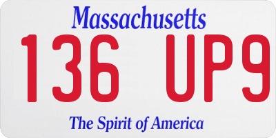 MA license plate 136UP9
