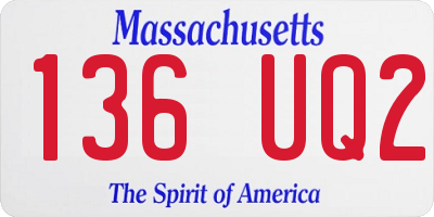 MA license plate 136UQ2