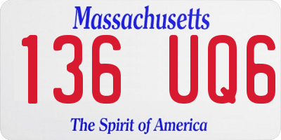 MA license plate 136UQ6