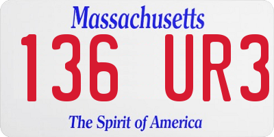 MA license plate 136UR3