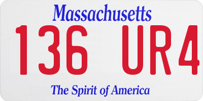MA license plate 136UR4