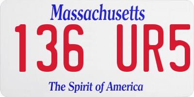 MA license plate 136UR5