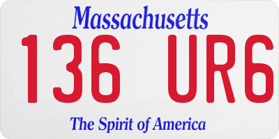 MA license plate 136UR6