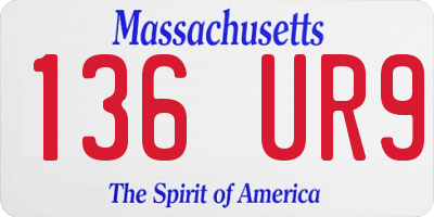 MA license plate 136UR9