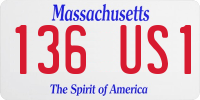 MA license plate 136US1