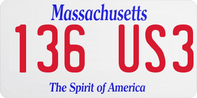 MA license plate 136US3