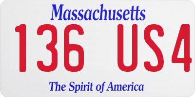 MA license plate 136US4
