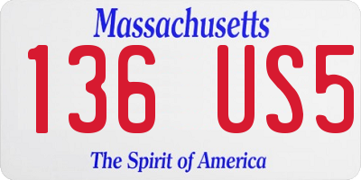 MA license plate 136US5